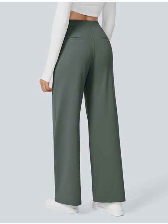 HALARA Pants - HALARA Wide-Leg High Waist Trousers in Olive